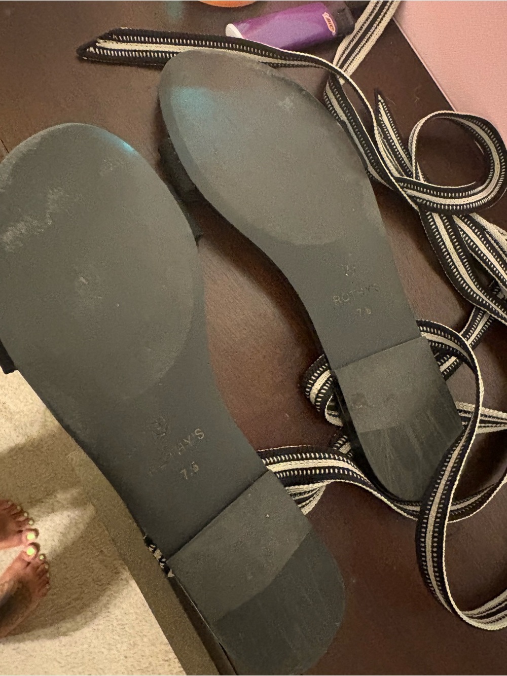 Rothy's Black Wrap Tie Slide Sandals - Picture 2 of 2